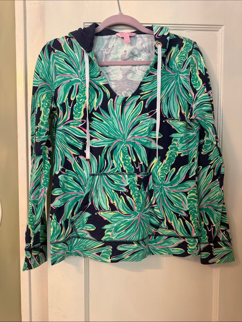Lilly Pulitzer Tropical Palm Print Hoodie - Green & Navy